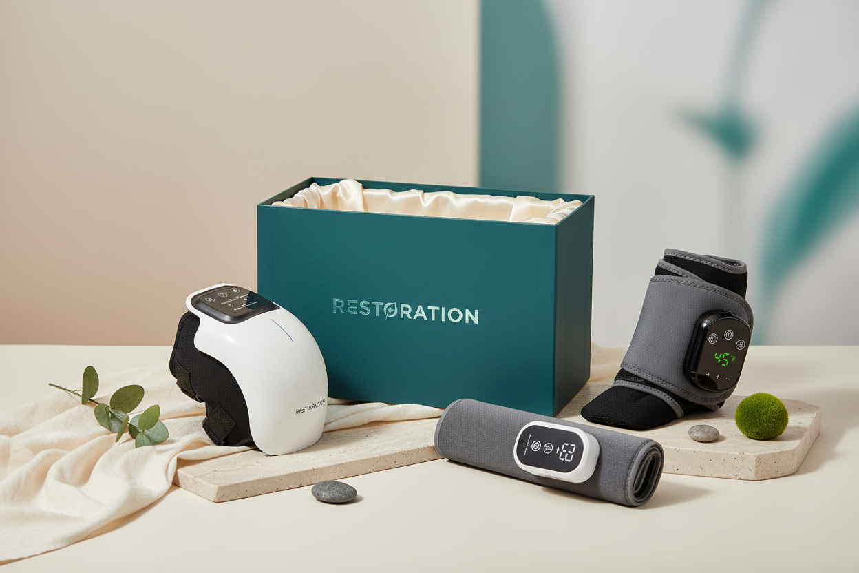 RESTORATION premium product lineup with branded box